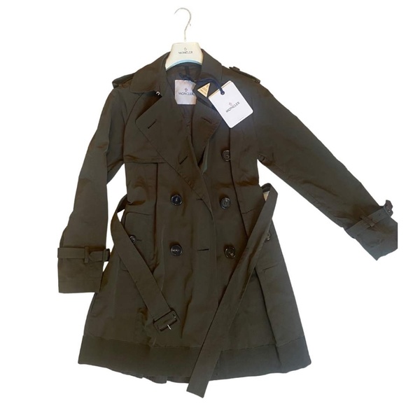 Moncler Jackets & Blazers - NWT MONCLER Olive Green DELMAS Pleated Double Breasted Trench
